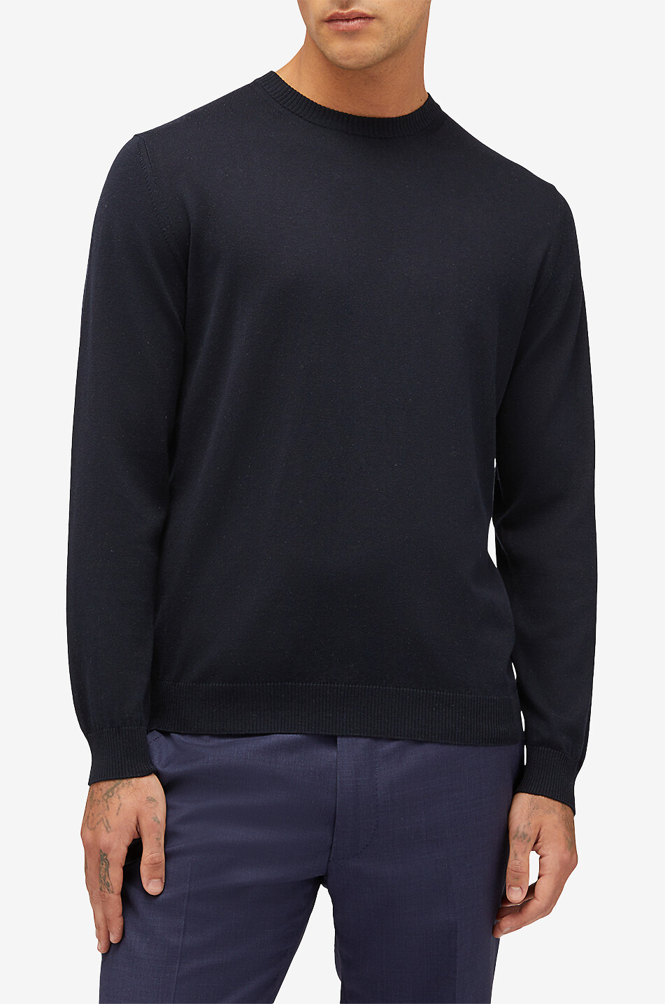 MAURIZIO BALDASSARI Fine round-neck jumper Men DARK BLUE 3