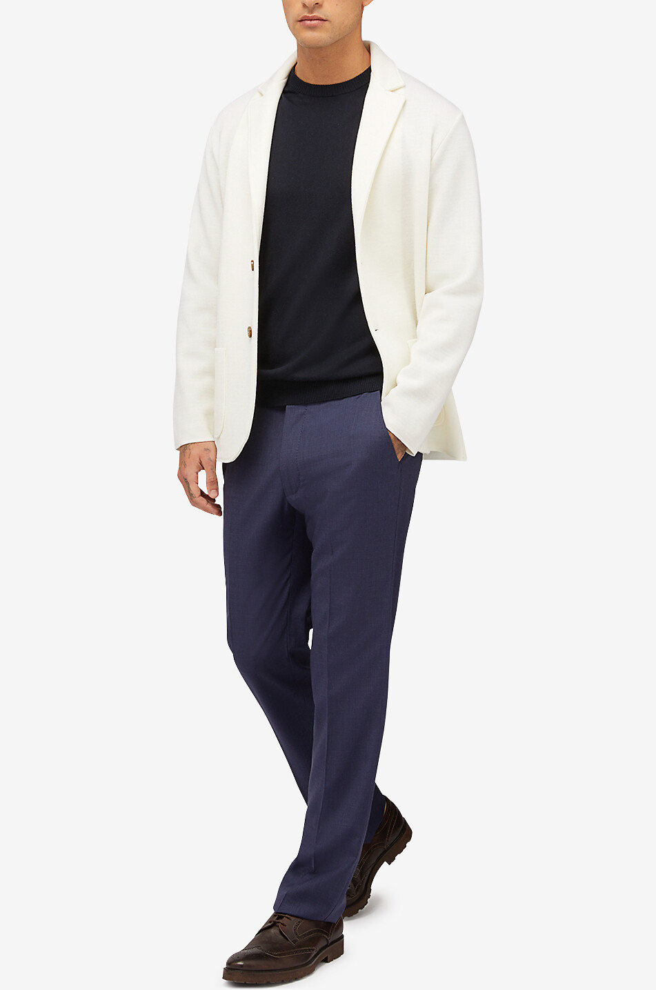 MAURIZIO BALDASSARI Fine round-neck jumper Men DARK BLUE 6