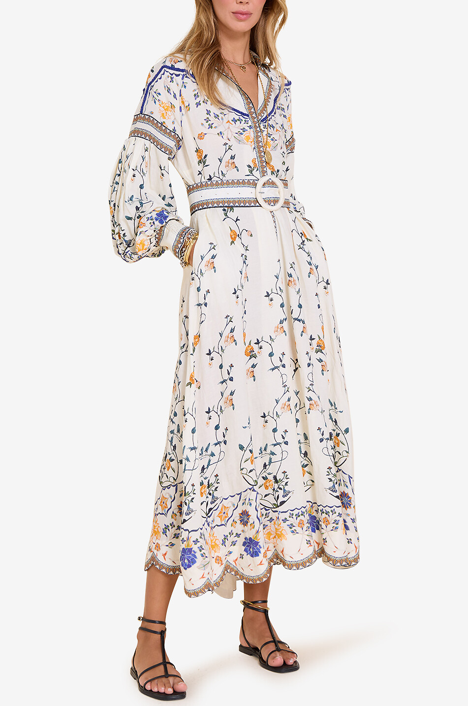 SCARLETT POPPIES Flora Daruca floral linen midi shirt dress Women MULTI COLOURED 3