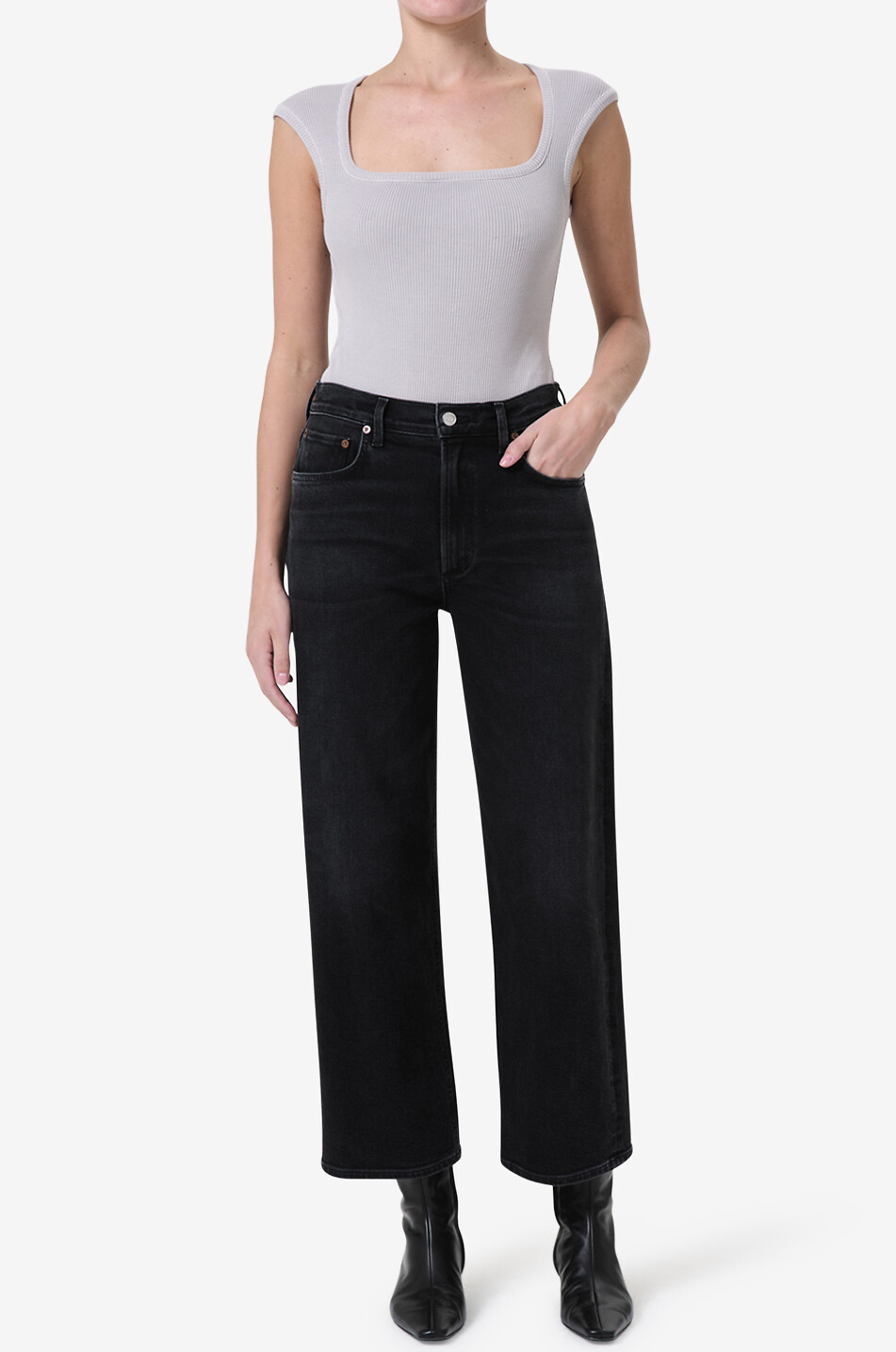 Jeans mit weitem Bein aus regenerativer Baumwolle Ren