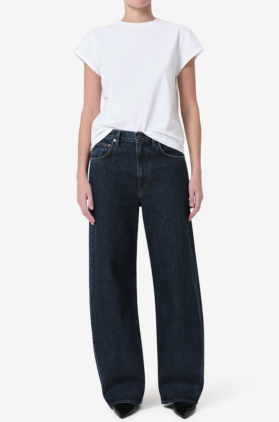 AGOLDE Jean large en coton régénératif Low Curve Femme BLEU FONCE 3