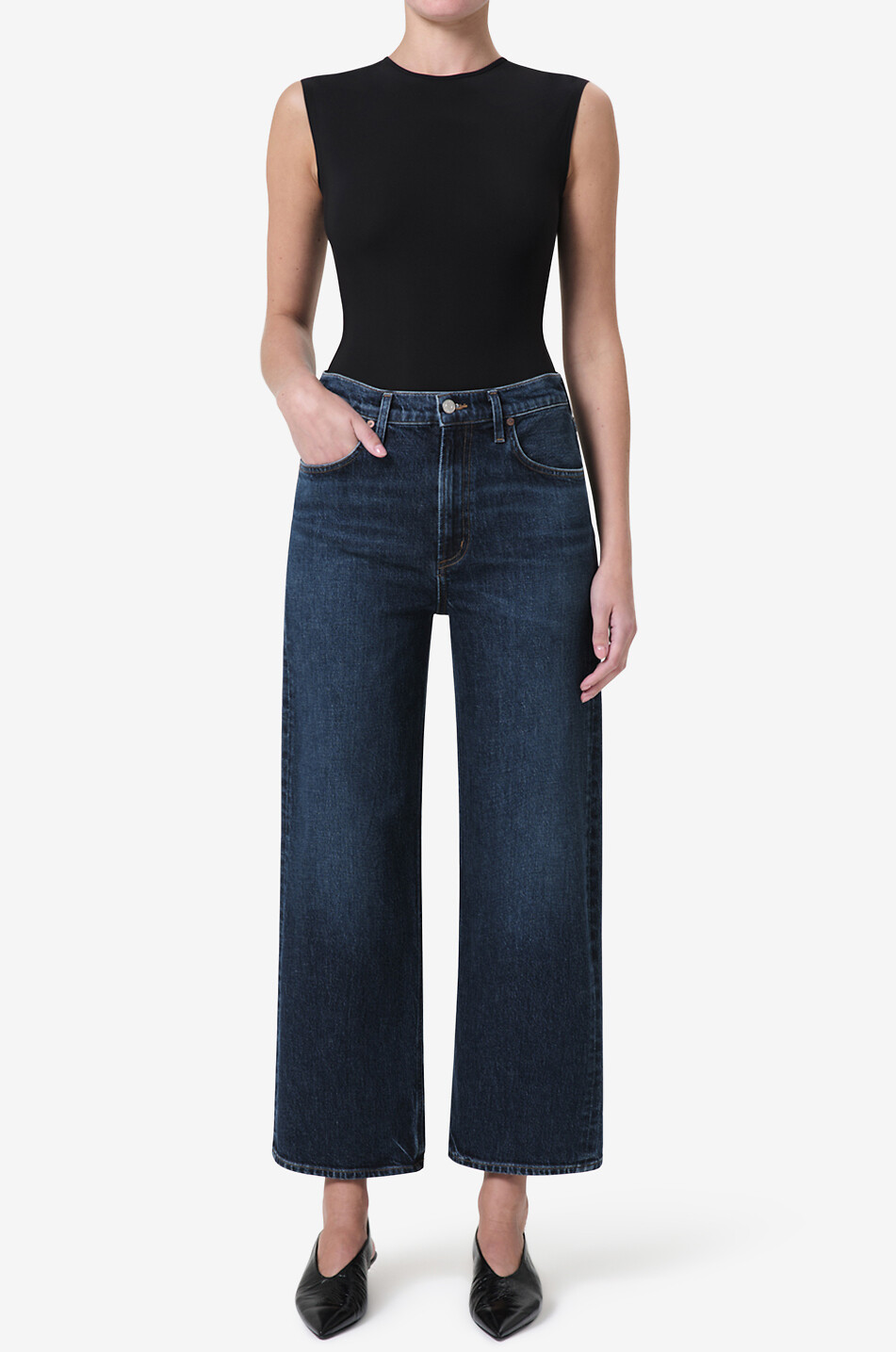 AGOLDE Ren cotton and recycled cotton wide-leg jeans Women DARK BLUE 3