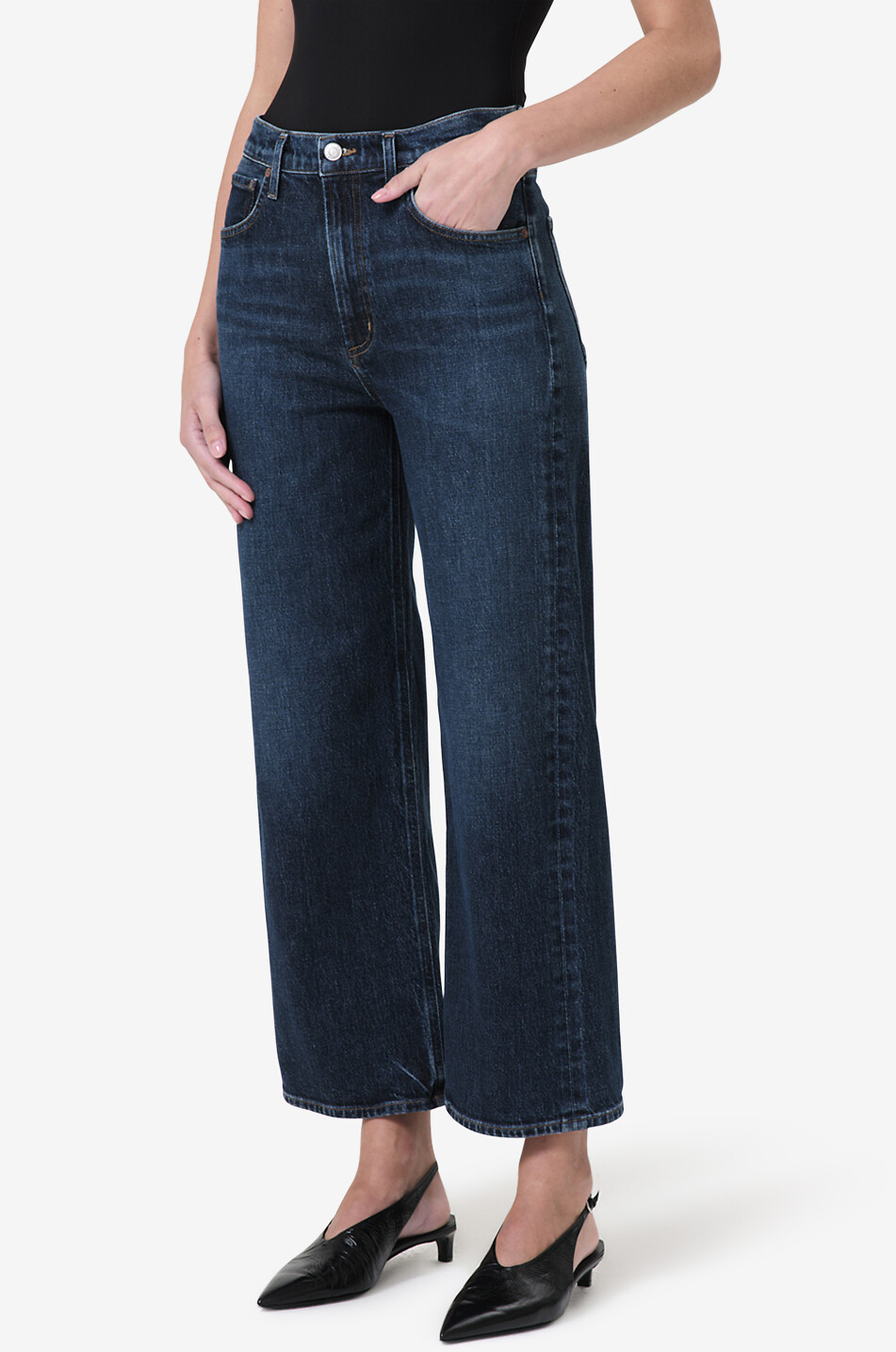 AGOLDE Ren cotton and recycled cotton wide-leg jeans Women DARK BLUE 6