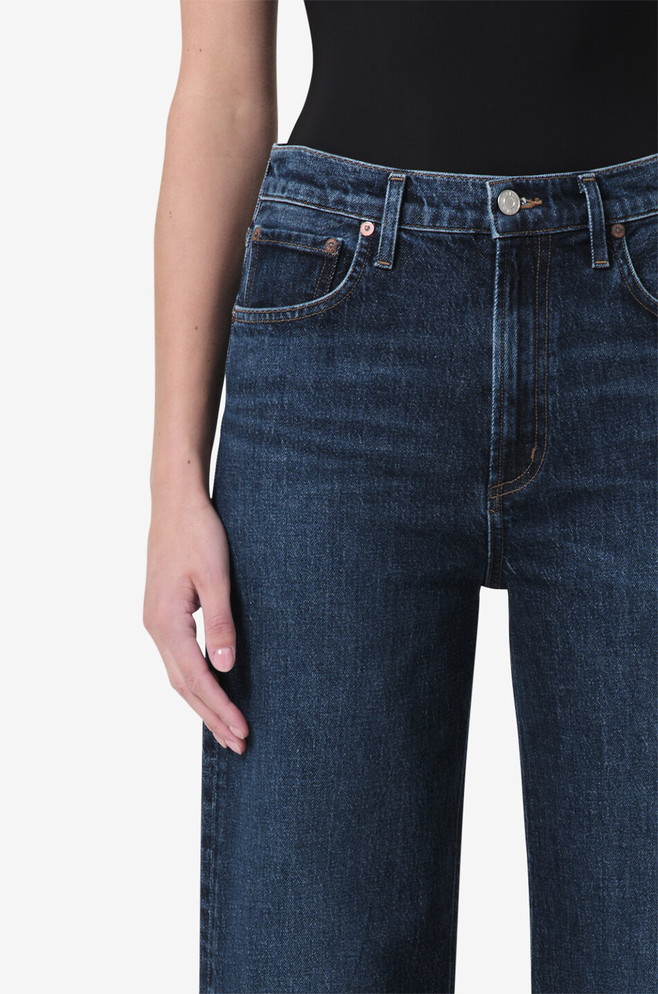 AGOLDE Ren cotton and recycled cotton wide-leg jeans Women DARK BLUE 7