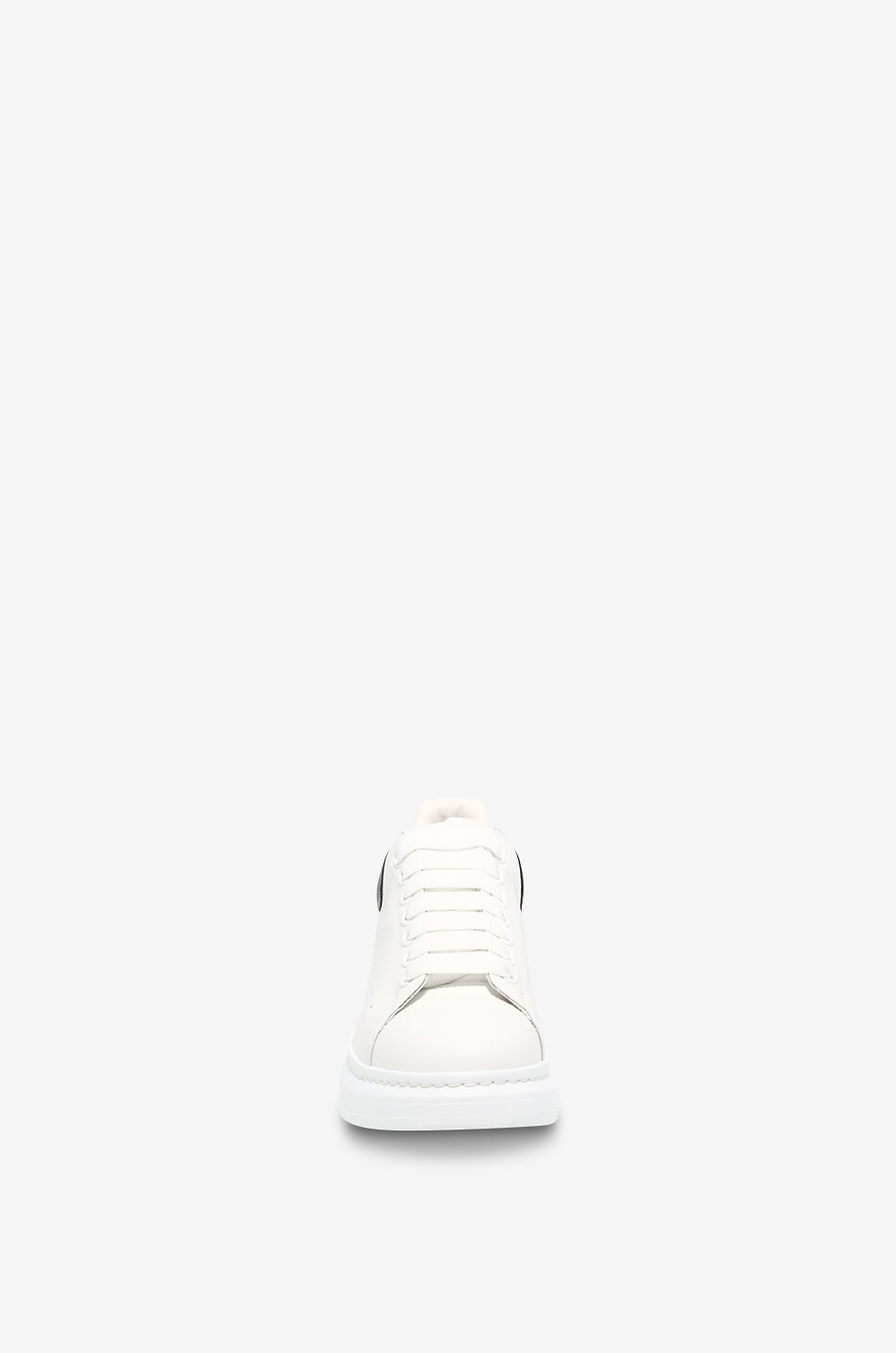 ALEXANDER McQUEEN Baskets en cuir ornées de cuir métallisé Oversized Femme BLANC 2