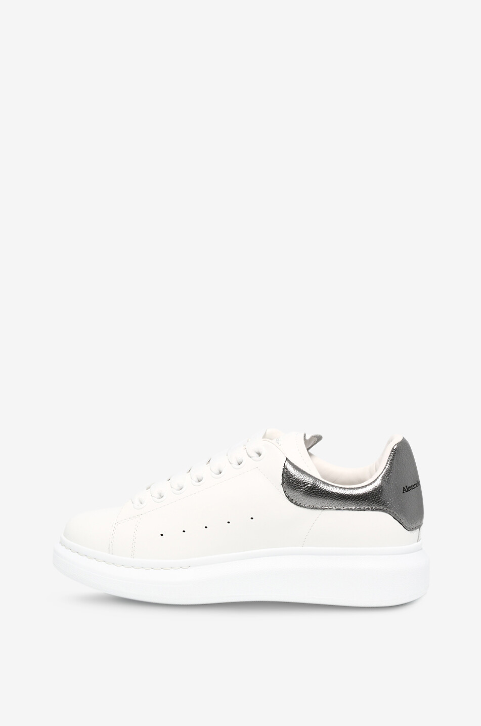ALEXANDER McQUEEN Baskets en cuir ornées de cuir métallisé Oversized Femme BLANC 3