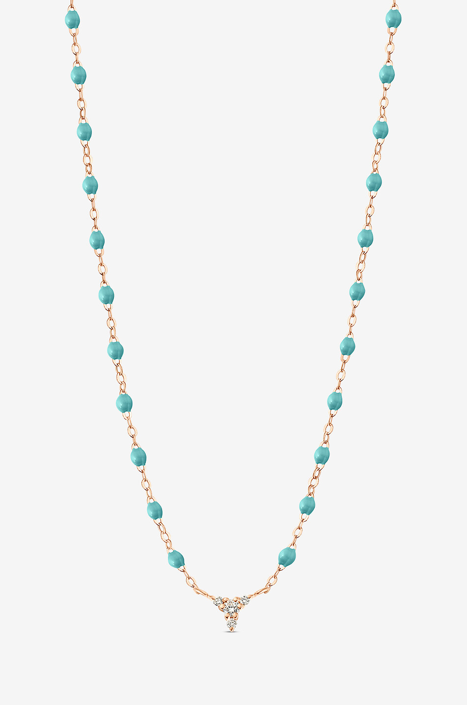 GIGI CLOZEAU Collier en or rose à perles de résine et diamants Petit Kosmos Turquoise - 42 cm Femme BLEU 1