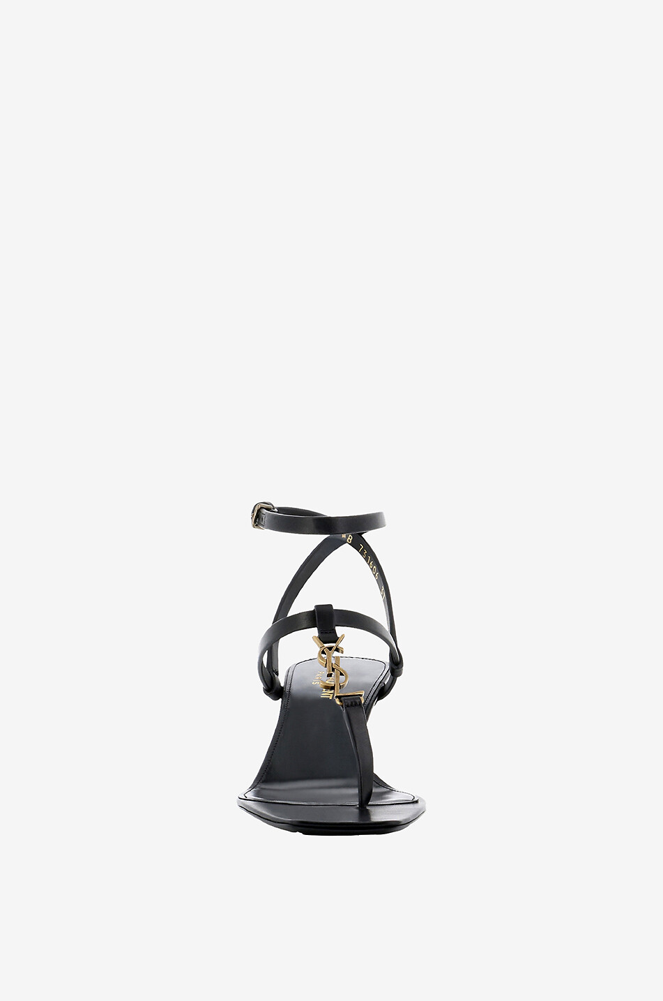 SAINT LAURENT PARIS Cassandra 60 square toe heeled smooth leather sandals Women BLACK 2