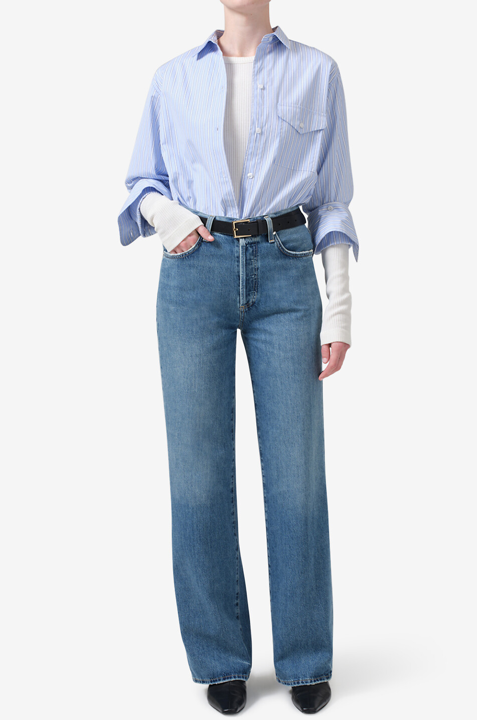 CITIZENS OF HUMANITY Jean large en coton régénératif Annina Femme BLEU 3