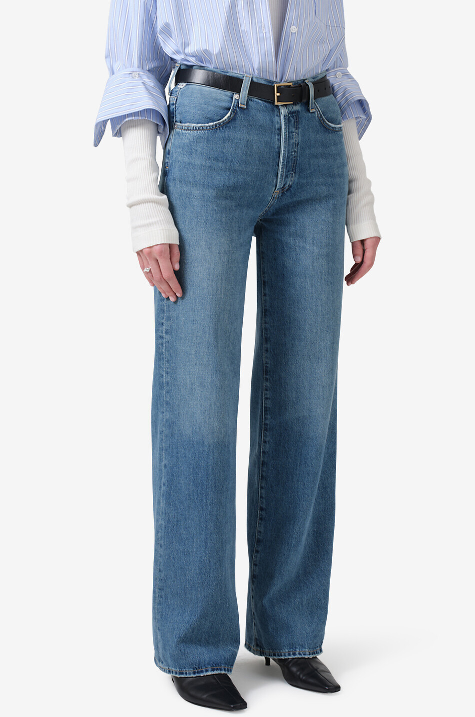 CITIZENS OF HUMANITY Jean large en coton régénératif Annina Femme BLEU 6