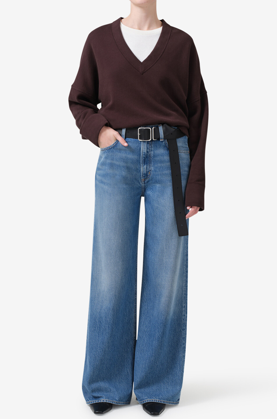 Paloma lyocell and recycled cotton wide-leg jeans