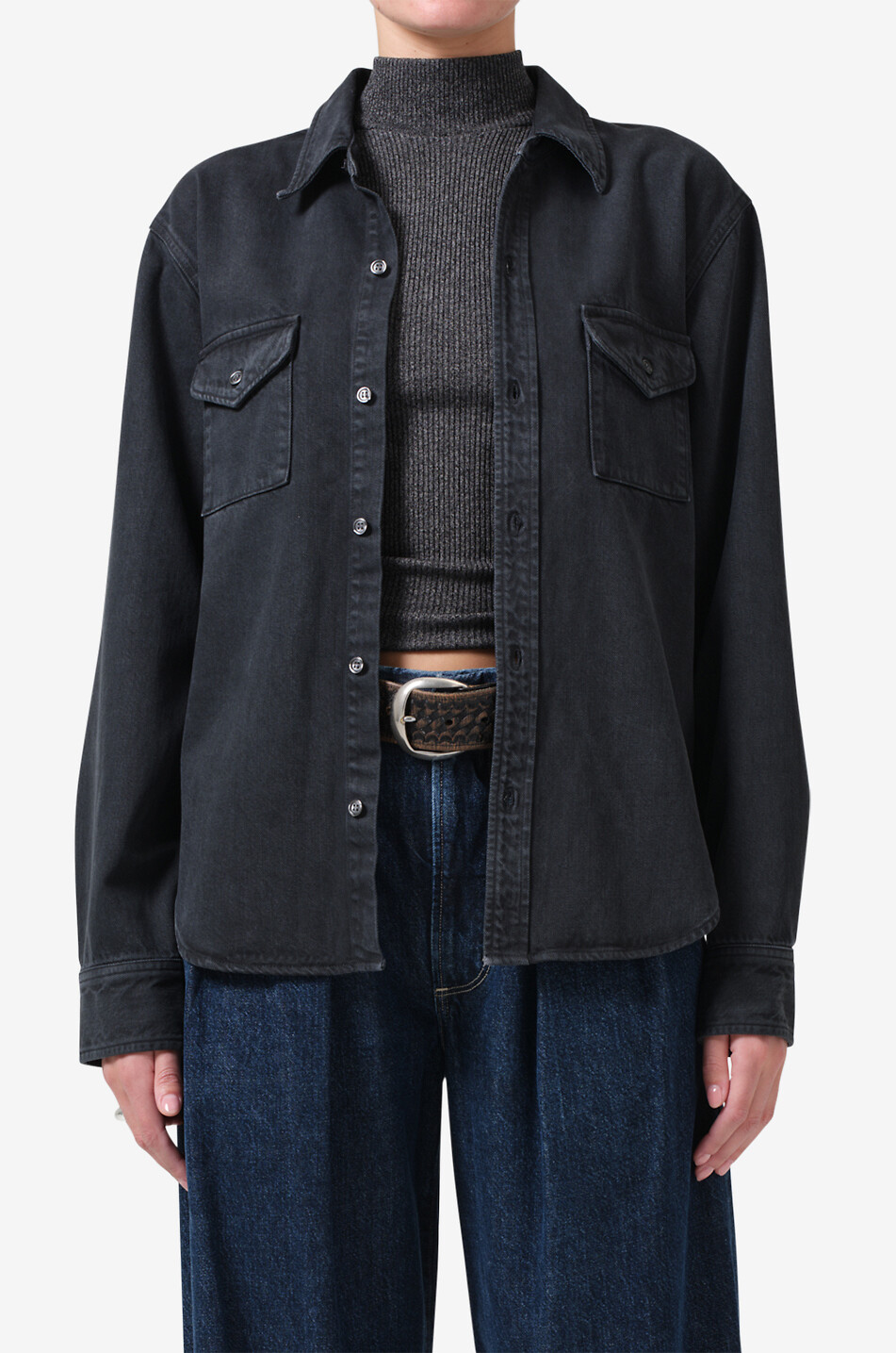 CITIZENS OF HUMANITY Baby Shay denim long-sleeved shirt Women BLACK 3