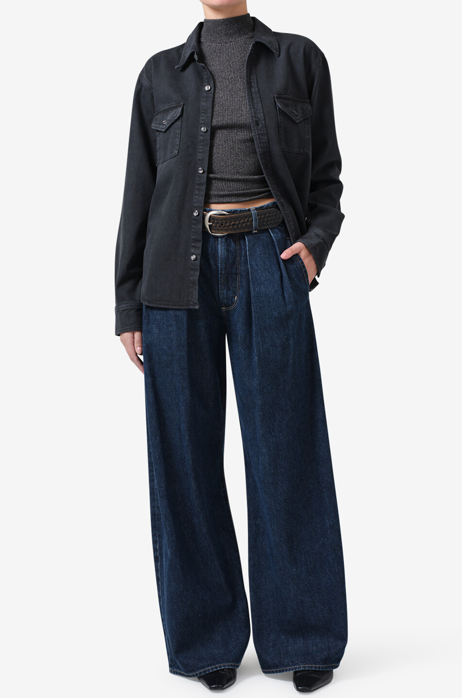 CITIZENS OF HUMANITY Baby Shay denim long-sleeved shirt Women BLACK 6