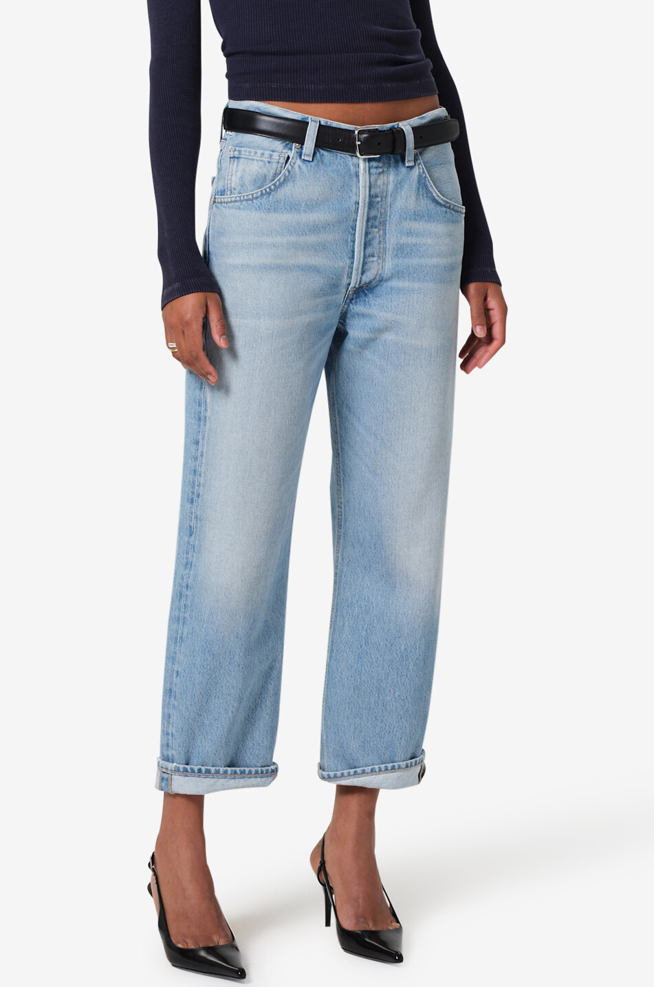 CITIZENS OF HUMANITY Ausgewaschene Jeans mit weitem Bein Dahlia Damen HELLBLAU 5