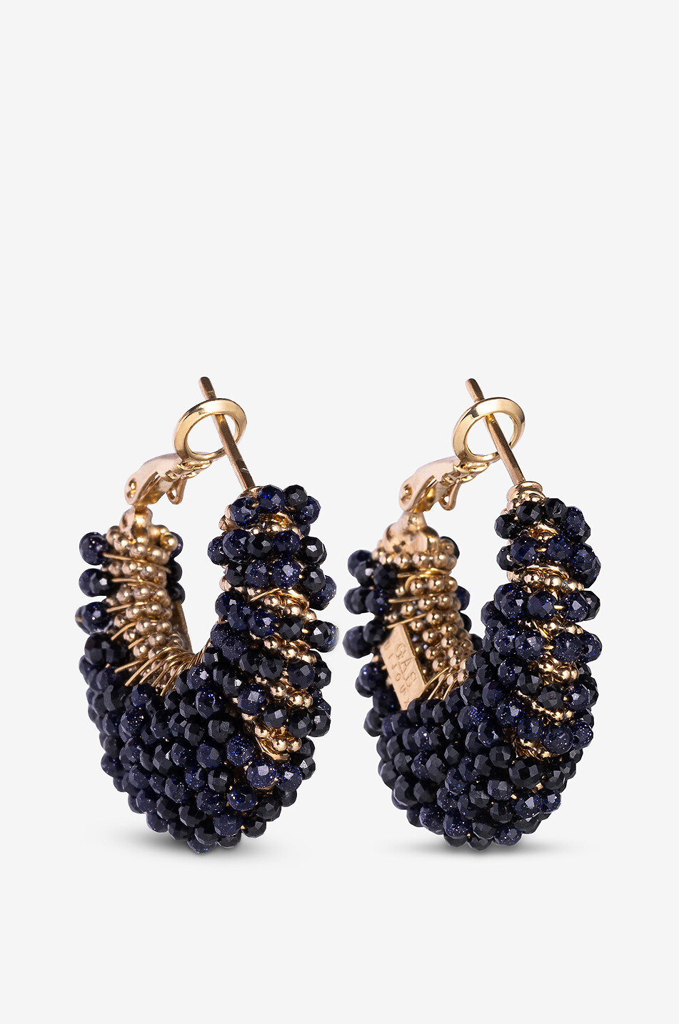 GAS BIJOUX Créoles enveloppées de perles Izzia Small Femme NOIR 1