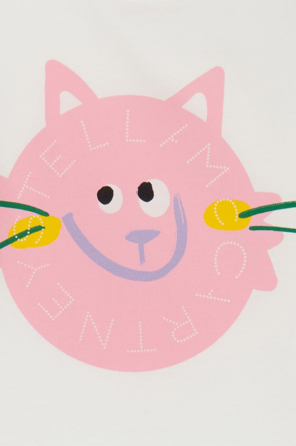 STELLA McCARTNEY KID Baby-Kurzarm-T-Shirt Smiling Cat Baby WEISS 2