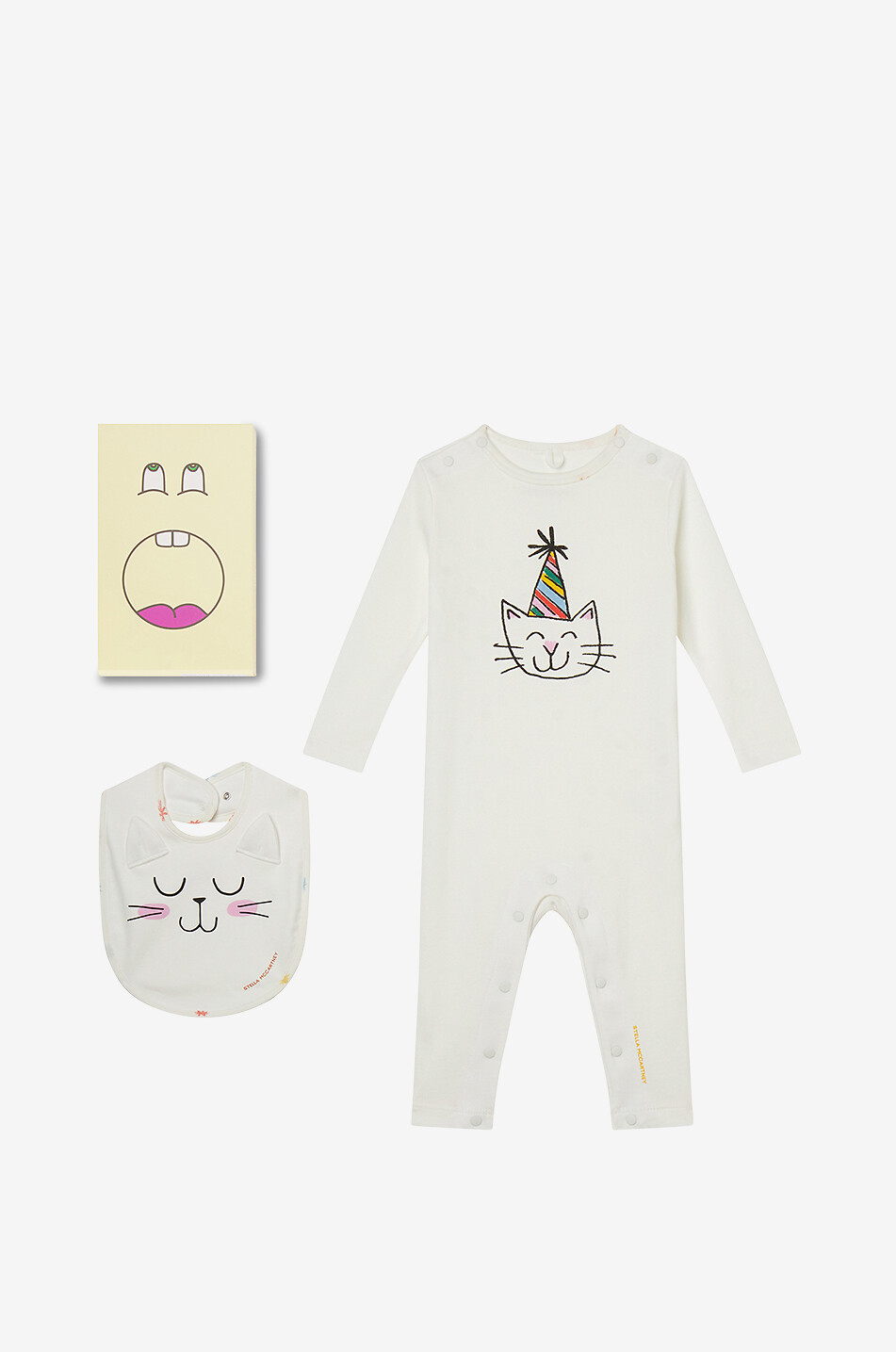 STELLA McCARTNEY KID Coffret pyjama et bavoir bébé Party Cat Bébé BLANC 1