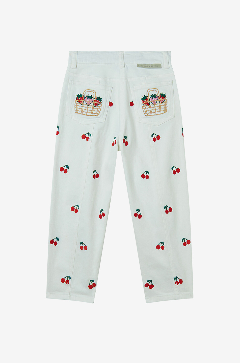 STELLA McCARTNEY KID Bestickte Mädchenjeans Cherries & Strawberries Mädchen WEISS 2