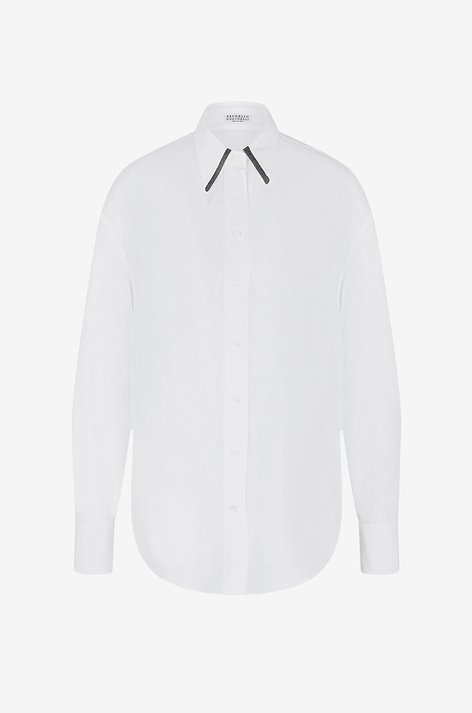 Seidencrepe-Hemd mit doppeltem Kragen mit Monile