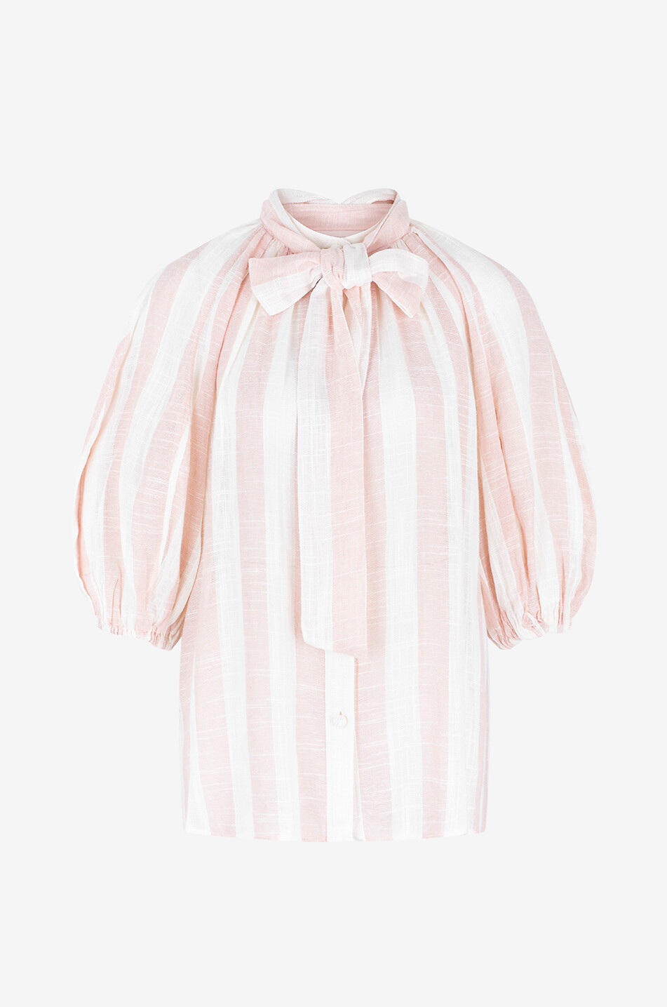 ZIMMERMANN Gestreiftes Hemd mit Puffärmeln Acacia Blouson Shirt Damen ROSA 1