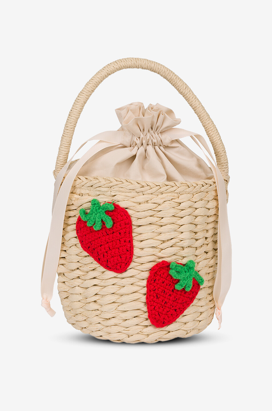 Crochet Strawberries girls' raffia basket