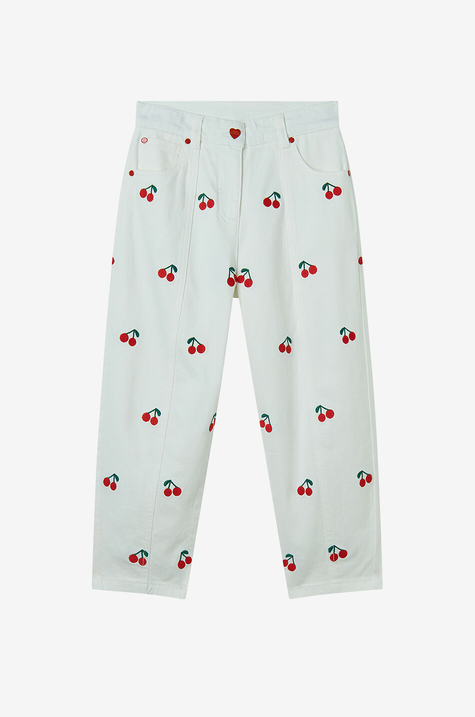 STELLA McCARTNEY KID Bestickte Mädchenjeans Cherries & Strawberries Mädchen WEISS 1
