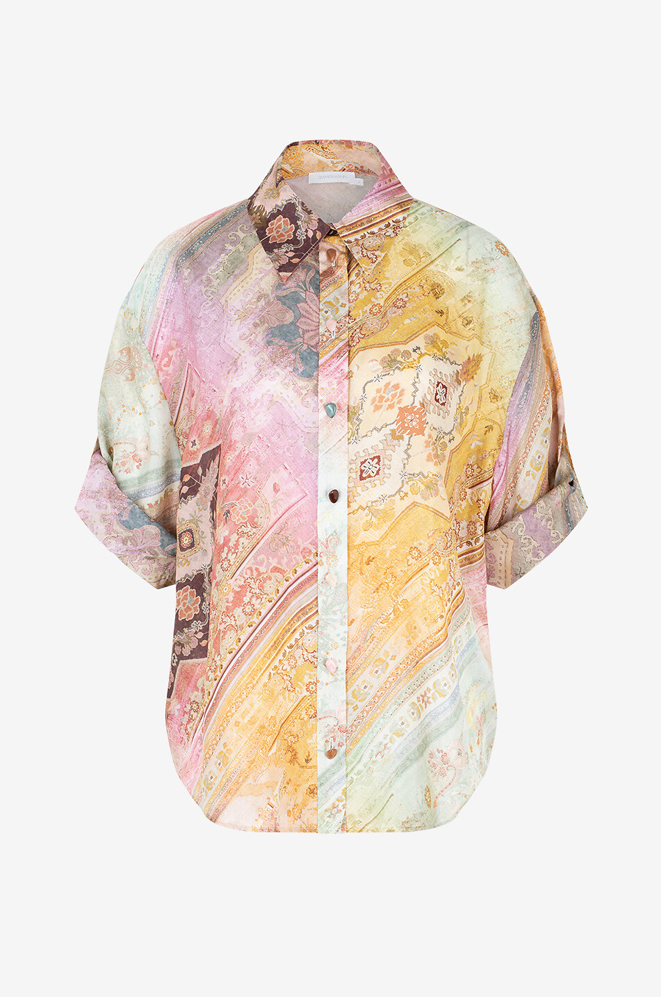 Seidenhemd mit kurzen Ärmeln Tallow Relaxed Ombre Multi