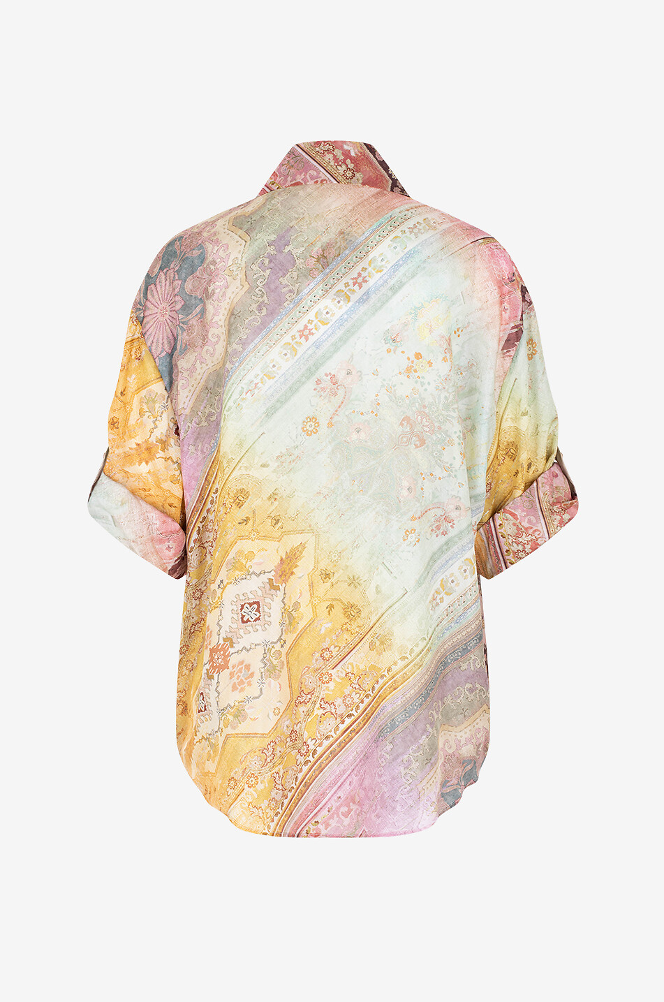 Seidenhemd mit kurzen Ärmeln Tallow Relaxed Ombre Multi