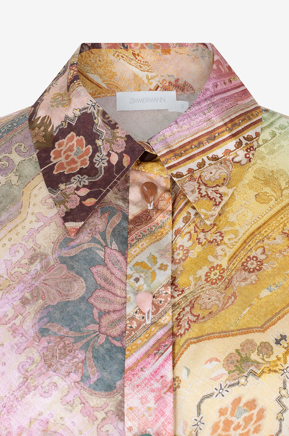 ZIMMERMANN Seidenhemd mit kurzen Ärmeln Tallow Relaxed Ombre Multi Damen BUNT 3