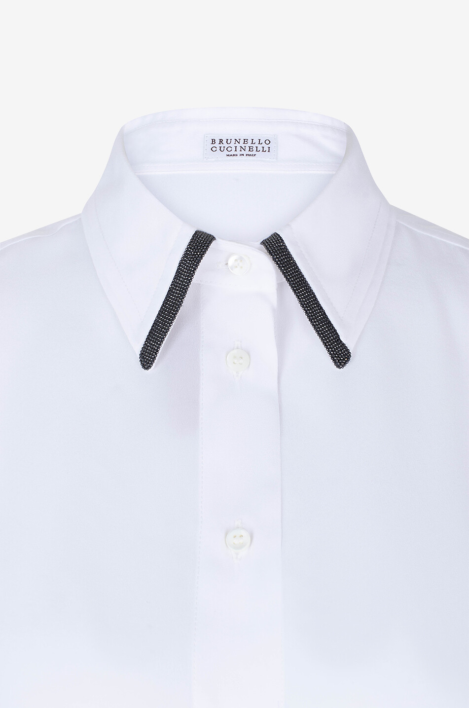 BRUNELLO CUCINELLI Seidencrepe-Hemd mit doppeltem Kragen mit Monile Damen WEISS 3