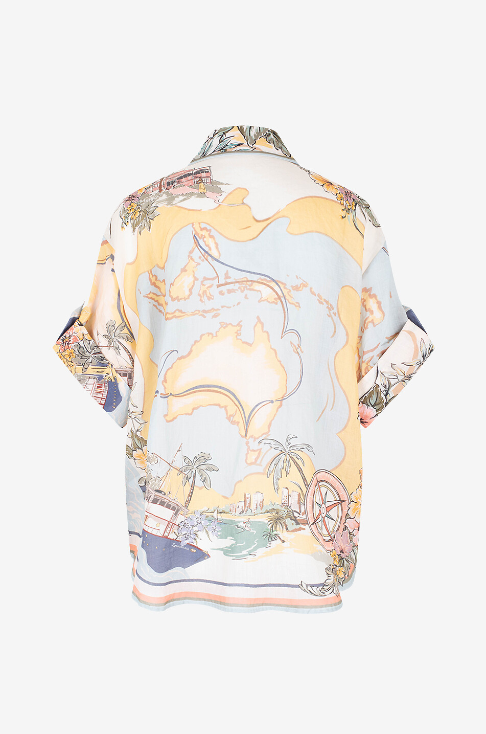ZIMMERMANN Tallow Relaxed Nautical Map short-sleeved ramie shirt Women MULTI COLOURED 2