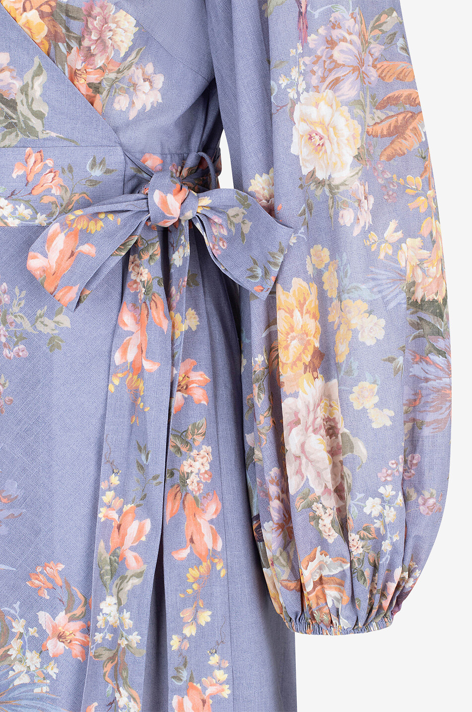 Langes Wickelkleid aus Baumvollvoile Tallow