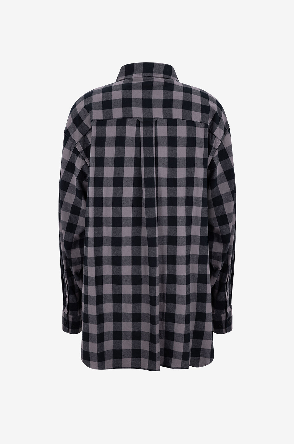 BALENCIAGA Gingham check oversize flannel shirt Men GREY 2
