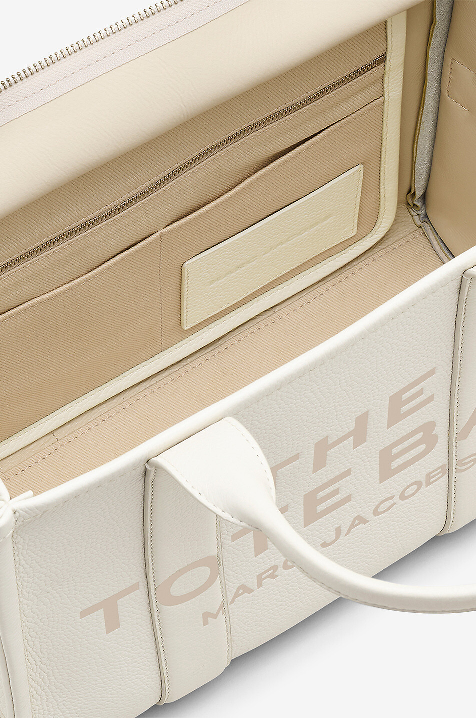 MARC JACOBS Sac cabas en cuir grainé The Leather Medium Tote Femme BLANC CASSE 6