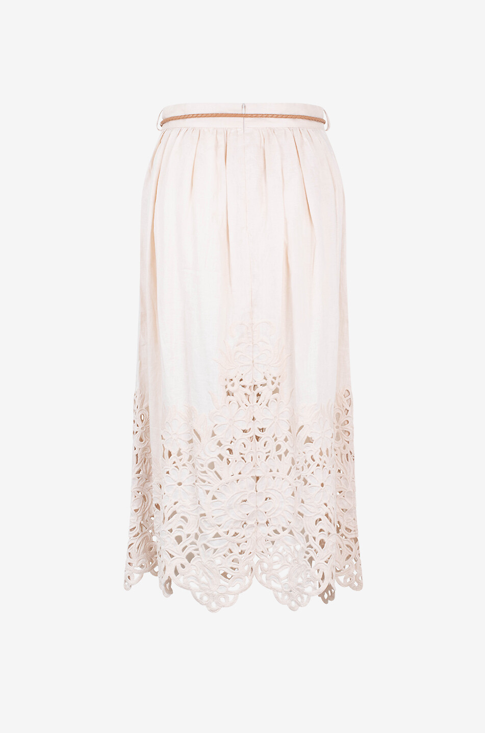 Jupe midi évasée en lin à broderies anglaises Wylie