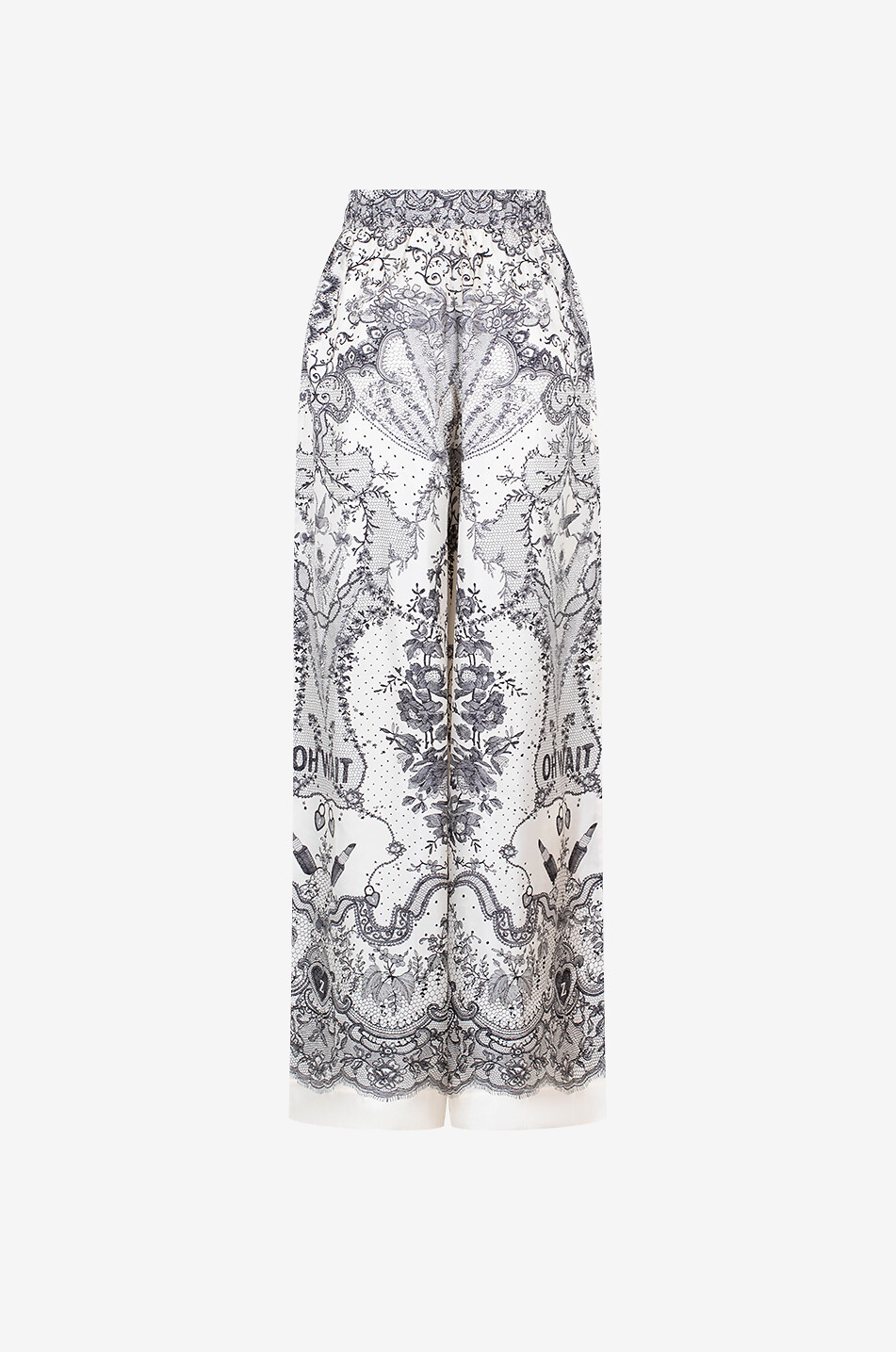 ZIMMERMANN Crush Ivory Locket silk twill wide-leg trousers Women MULTI COLOURED 2