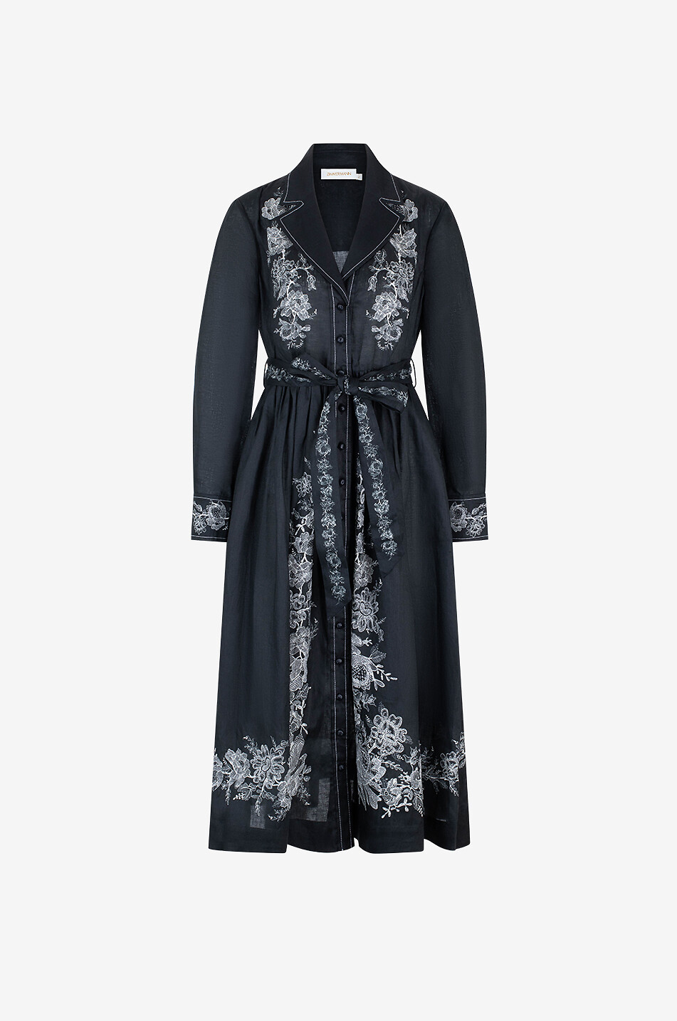 ZIMMERMANN Crush Shirt midi dress in linen with trompe-l'oeil-print Women BLACK 1