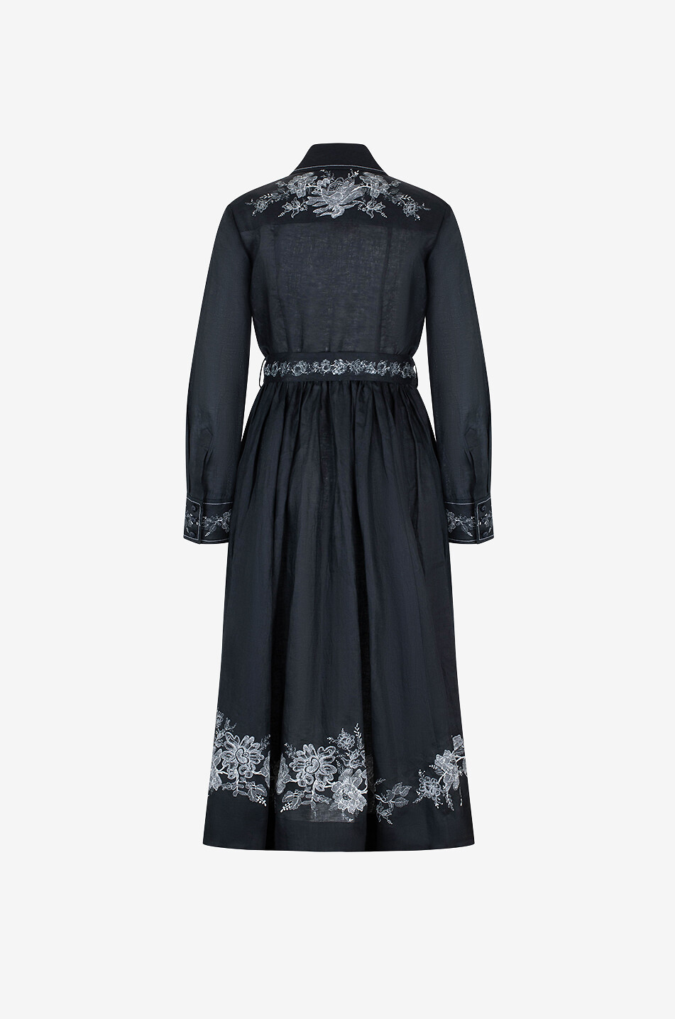 ZIMMERMANN Crush Shirt midi dress in linen with trompe-l'oeil-print Women BLACK 2
