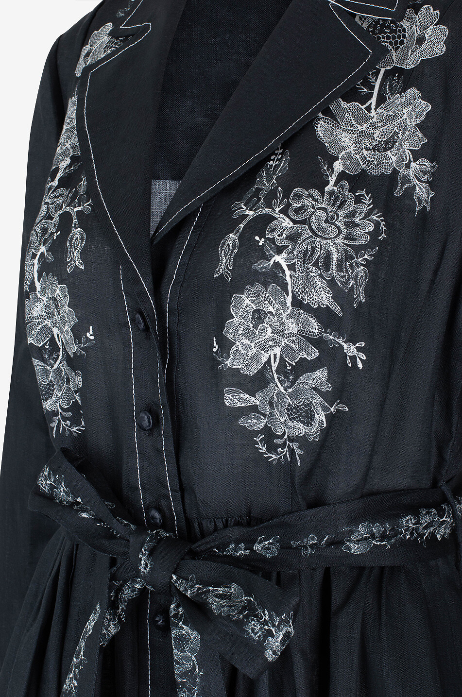 ZIMMERMANN Crush Shirt midi dress in linen with trompe-l'oeil-print Women BLACK 3