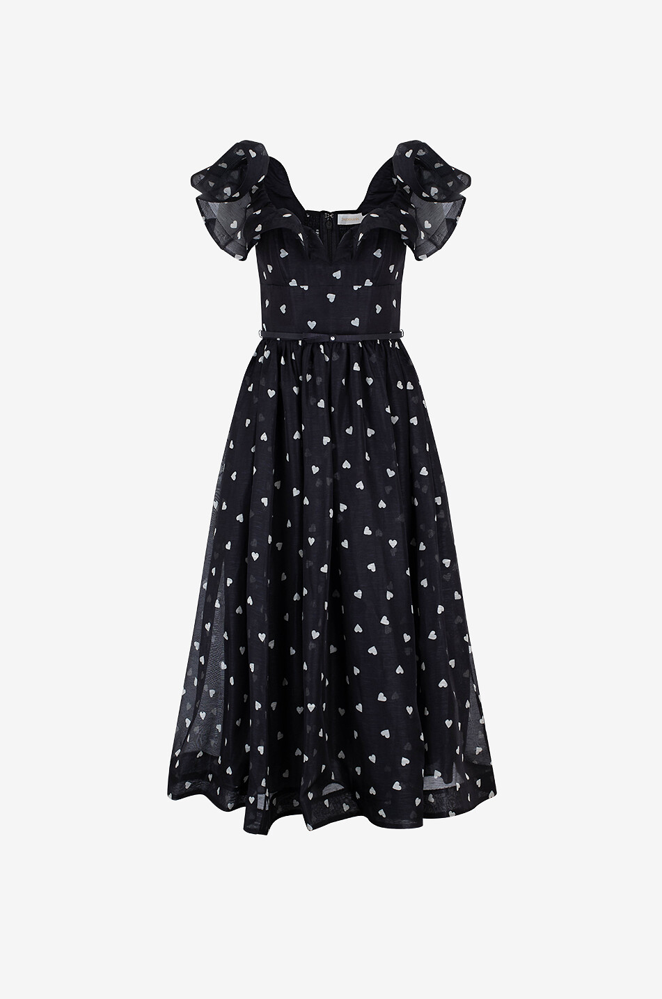 Crush Frilled hearts-printed flared midi dress