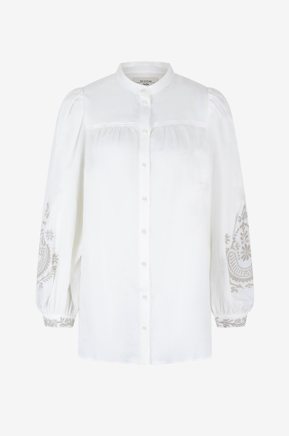 Weites besticktes Leinenhemd Carnia