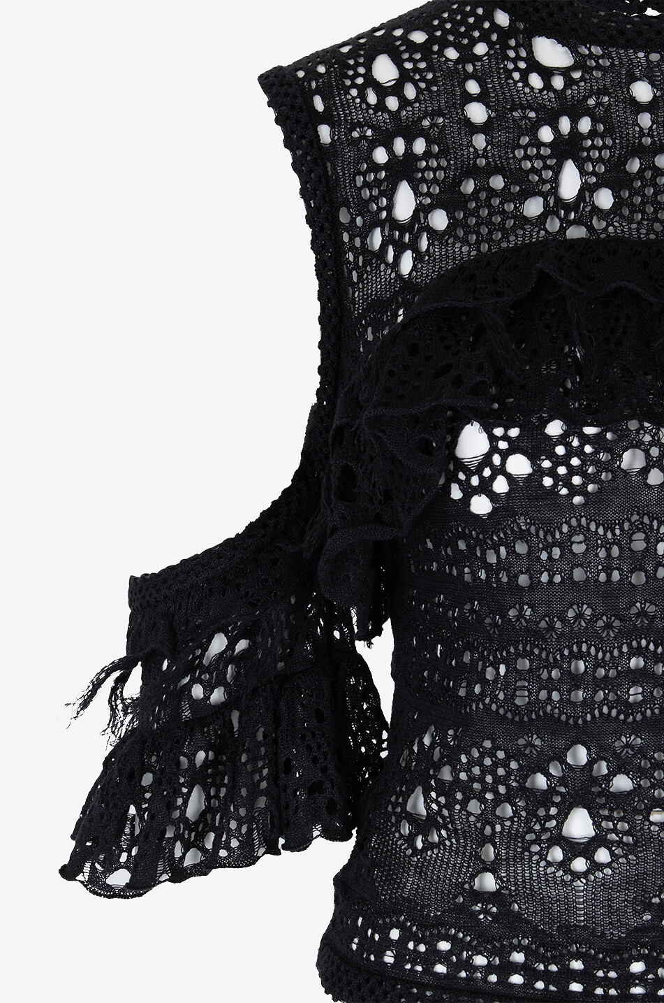Top en crochet sans manches à volants
