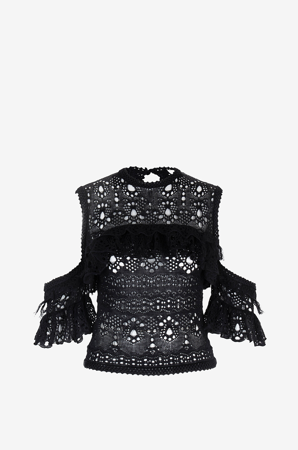 Top en crochet sans manches à volants