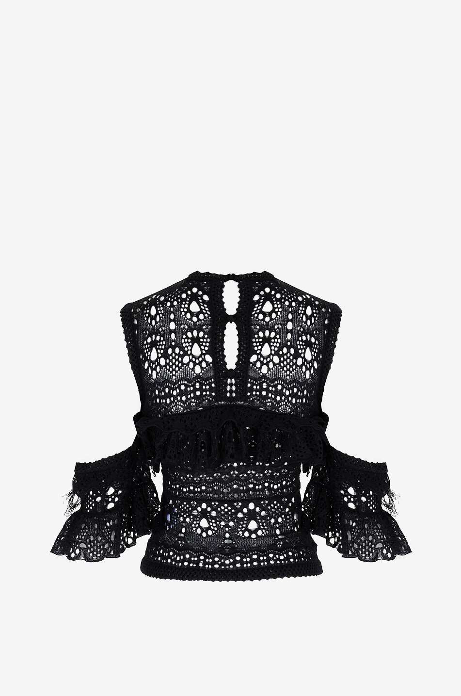 Top en crochet sans manches à volants