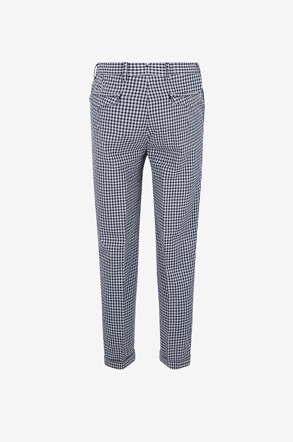 B SETTECENTO Gingham check linen blend carrot trousers Men DARK BLUE 2