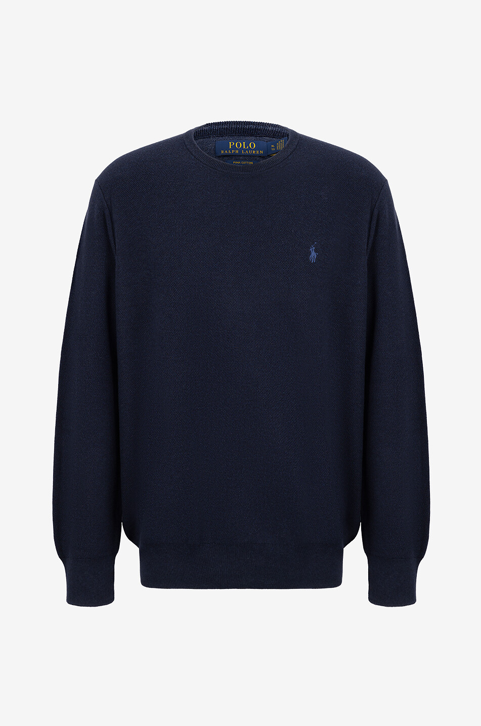 POLO RALPH LAUREN Pull en coton pima maille piquée à col rond Pony Homme BLEU FONCE 1