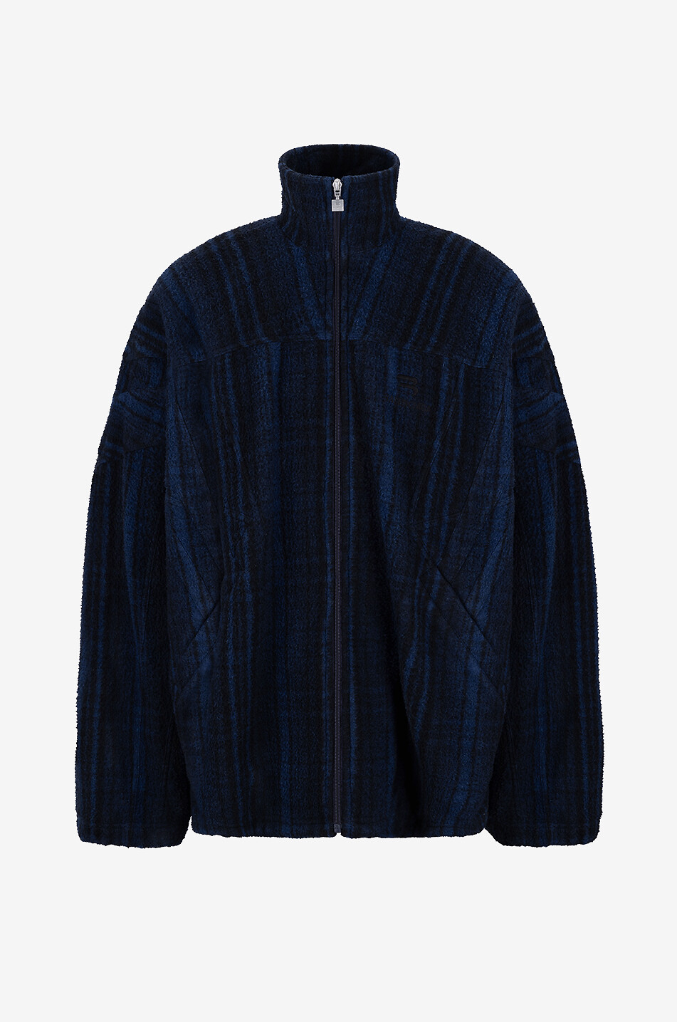 BALENCIAGA Veste en laine bouclette à carreaux Vintage Tracksuit Homme BLEU FONCE 1