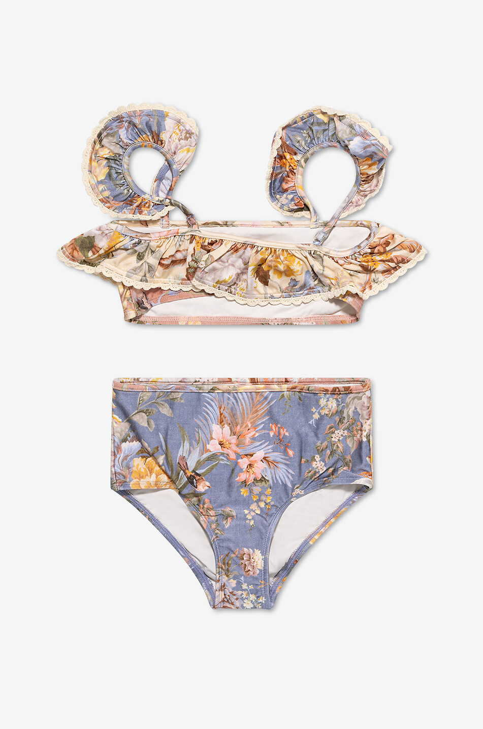 ZIMMERMANN Geblümter Mädchen-Bikini im Sport-BH-Schnitt Tallow Ruffle Spliced Mädchen BUNT 1