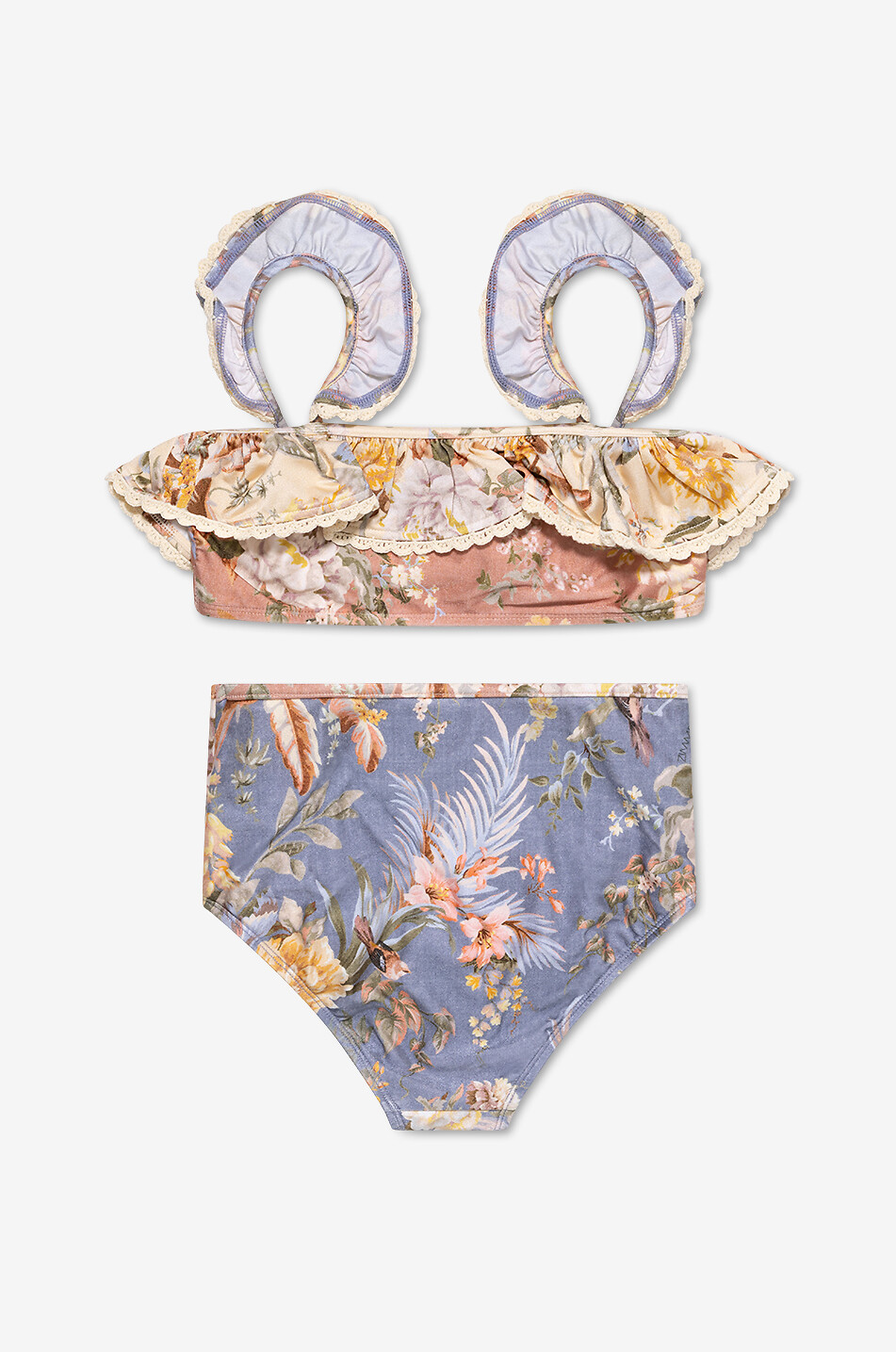 ZIMMERMANN Geblümter Mädchen-Bikini im Sport-BH-Schnitt Tallow Ruffle Spliced Mädchen BUNT 2