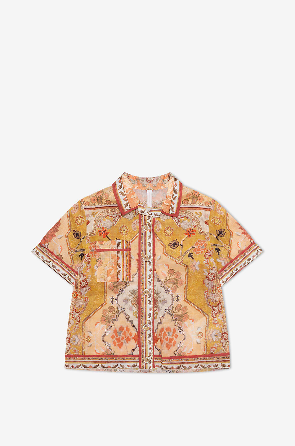 ZIMMERMANN Wylie Pocket girls' short-sleeved cotton shirt Girl ORANGE 1